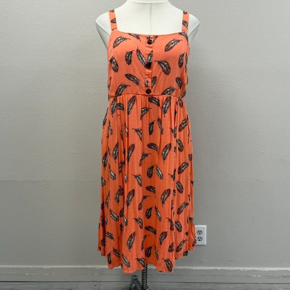 Torrid Coral Feather Cross Hatch Pinafore Midi Dress - Size 26 (4) - Picture 4 of 7